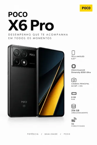 POCO X6 Pro 256GB 8GB RAM Preto + Caixa e Carregador