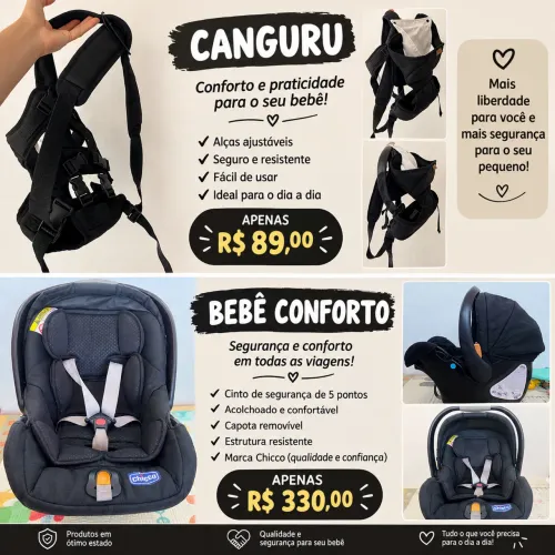 Bebê conforto e canguru