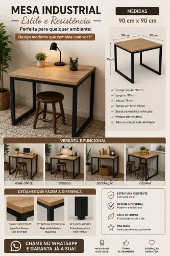 Mesa industrial 90×90