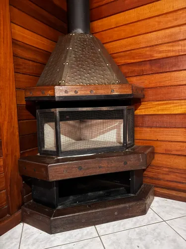 Lareira A Lenha De Parede Chapa Naval Rustica Coifa 5 Águas