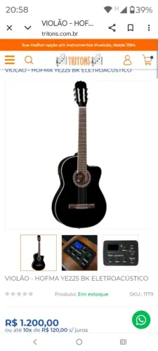 Violão HOFMA eletro acustico