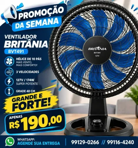 Ventilador Britânia BVT 491 174w 10 pás Muuuuito BOM Novo Liquidação