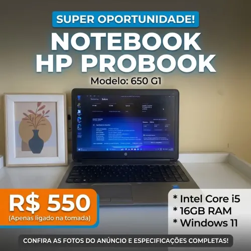 Notebook HP ProBook 650 G1 - Core i5 | 16GB RAM | R$ 550