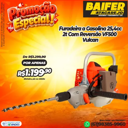 Furadeira a Gasolina 25,4cc 2t Com Reversão VF500 Vulcan