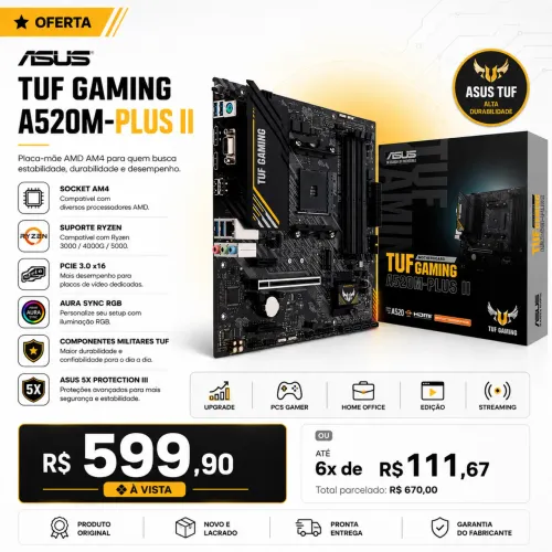 *NOVO* Placa mãe TUF Gaming A520m Plus II (Garantia de 12 meses)