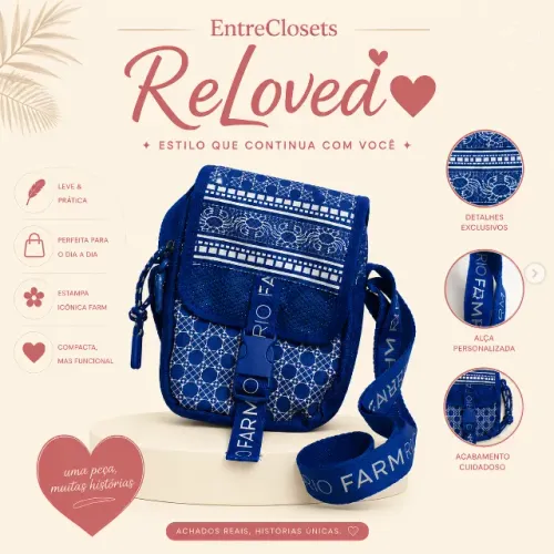Bolsa a tira colo - FARM Azul e Branco