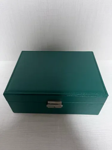 Porta-Joias Verde Elegante com Chave e Divisórias