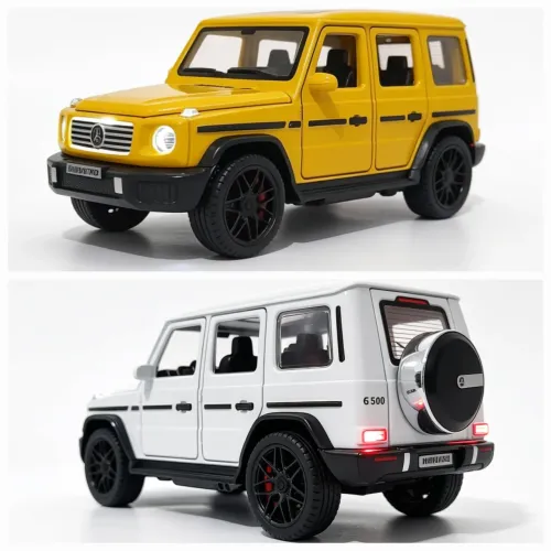 Miniatura Carro de Ferro Mercedes G-Wagon Brabus G63 Escala 1:28 Com Farol e Som de motor