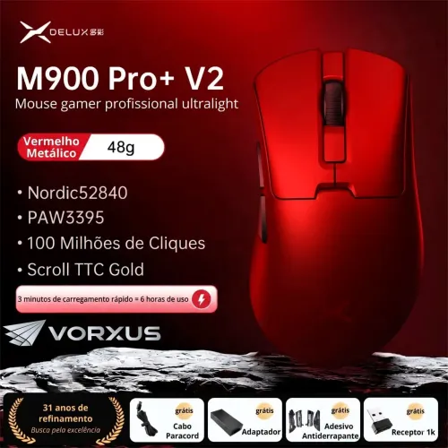 Mouse Gamer Sem Fio Delux M900 Pro+ V2 48g ? PAW3395