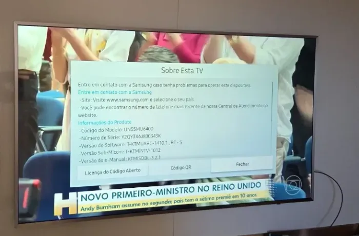 Smart TV Samsung 55" 4K, usada em ótimo estado, completa
