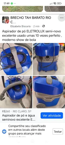 Aspirador semi novo eletrolux 1500 wts  