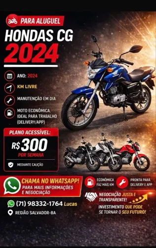 MOTO PRA LOCAÇÃO SEMANAL 
