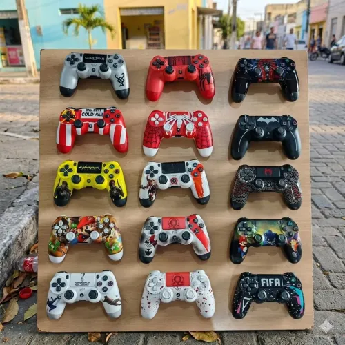 Controle de PS4 com Temas de Jogos / Novo na Caixa 