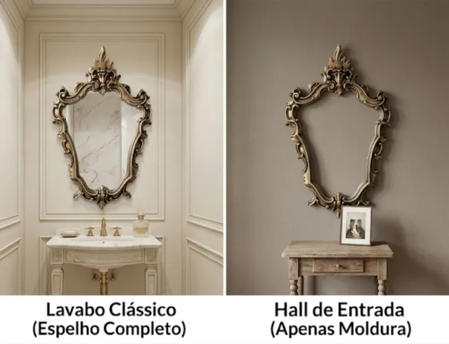 Espelho Decorativo Rococó Imperial Ouro Velho - Moldura em Resina