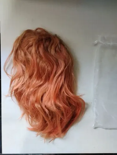Peruca Cabelo Humano Orgânico Ruiva salmão Tam. M Vitória