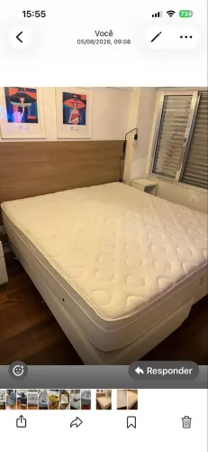 Cama box bipartida king Size e colchão King Size da Simmons
