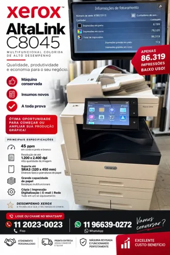 Impressora digital Xerox altalink 8045 revisada