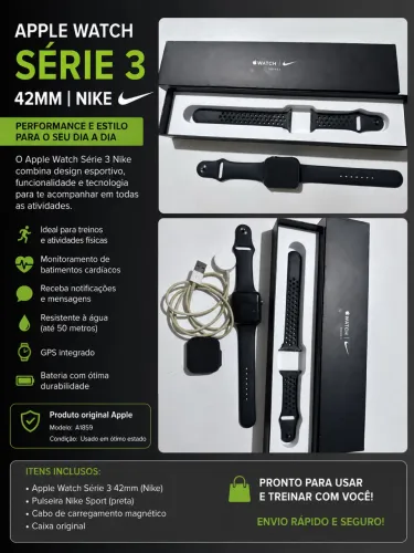  Apple Watch série 3 42mm versão Nike