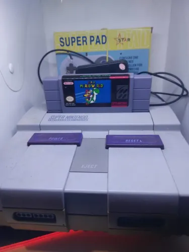 super nintendo com Mario world gravando