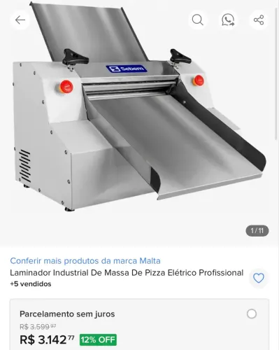 Laminador Industrial De Massa De Pizza Elétrico Profissional