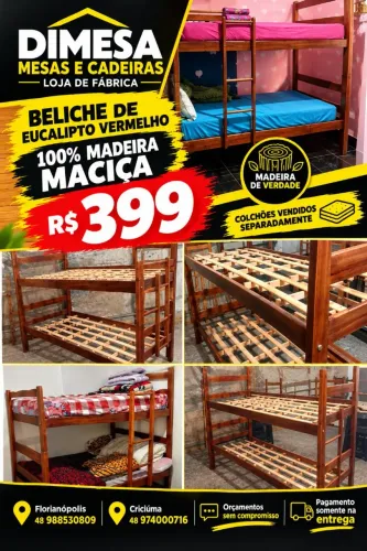 Cama beliche madeira maciça