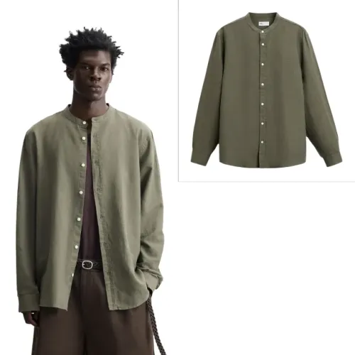 Camisa Zara Linho/Algodão Masculina Original Tamanho M Caqui