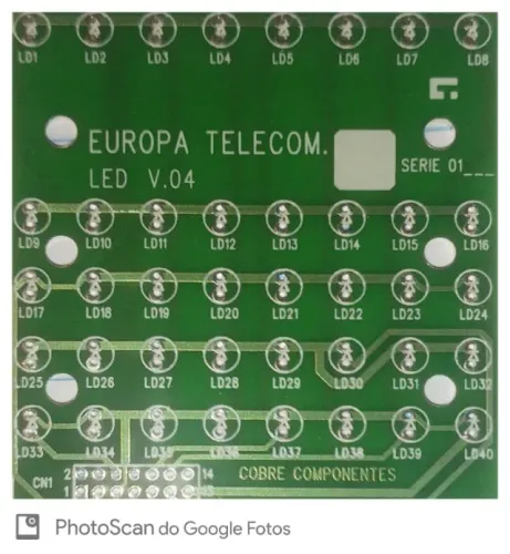 Placa de Circuito Impresso Europa Telecom LED V.04 - Série 01 (Nova/Sem Componentes)