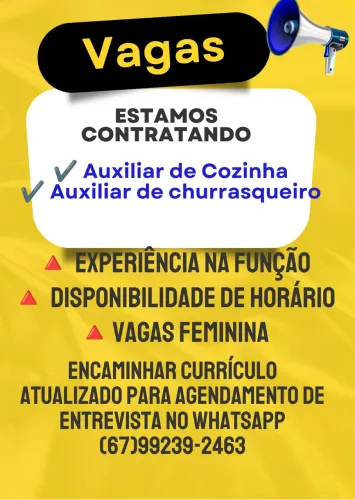 Auxiliar de cozinha e auxiliar de churrasqueiro