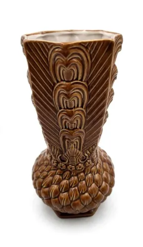 Vaso Ceramica Vintage Marrom Abacaxi Coracao 1527 Anos 70<br>