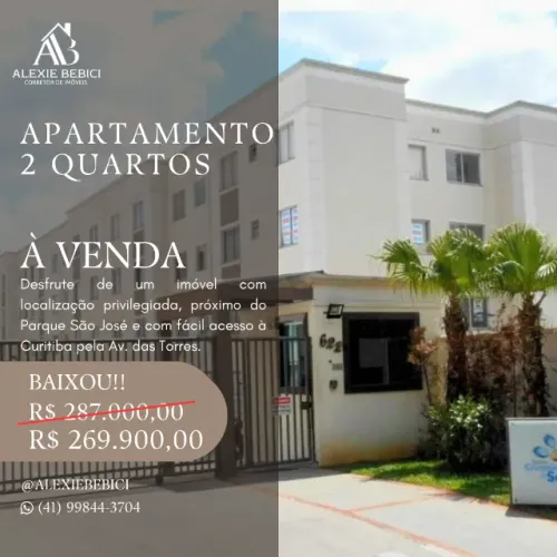 BAIXOU!! Apartamento no Boneca do Iguaçu, 2 quartos, São José dos Pinhais