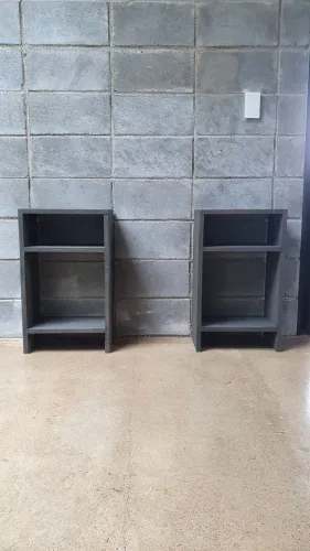 Par criado mudo prateleira madeira macica comoda base n mdf caixa
