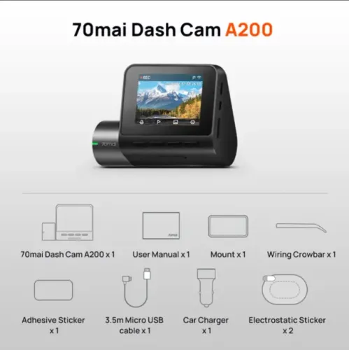 Câmera Veicular 70mai Dash Cam A200 1080p HDR com Tela IPS
