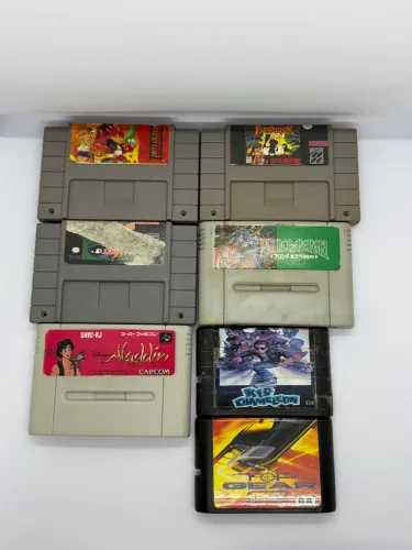 Lote 7 Cartuchos Paralelos Super Nintendo e Mega Drive 