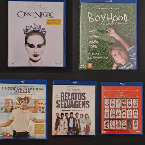 05 Blu-rays Hotel Budapeste Cisne Negro Boyhood Clube de Compras Dallas Relatos Selvagens