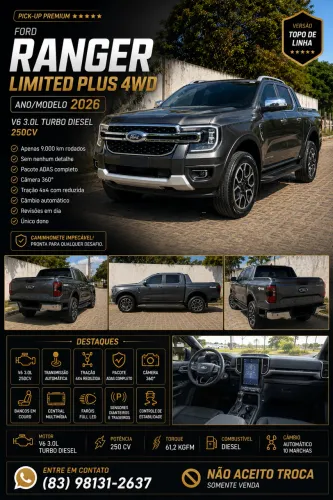 Ford Ranger Limited+ 3.0 V6 4X4 CD TB DIE AUT 2026