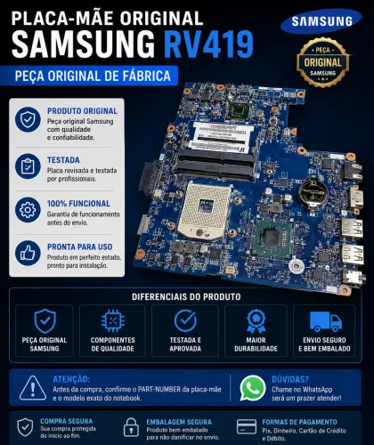 Placa mãe notebook Samsung Rv419