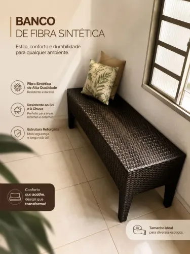 Banco Fibra Sintética 35cm45cm1,5M Preto