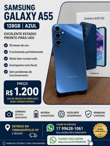  Excelente oportunidade!  ? Samsung Galaxy A55 Azul - 128GB 