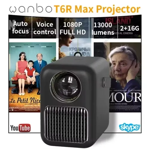 Wanbo T6R MAX Projetor Auto Foco 650 Ansilm HDR10 4K 1920*1080P LED Portátil