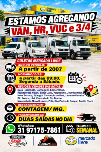 Agregando veiculos pra COLETAS MERCADO LIVRE