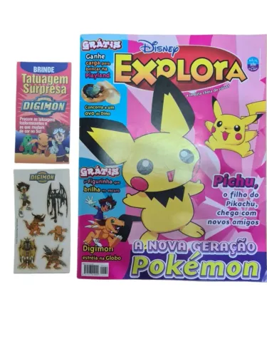 Revista Disney Explora + Tatuagem Digimon Florescente