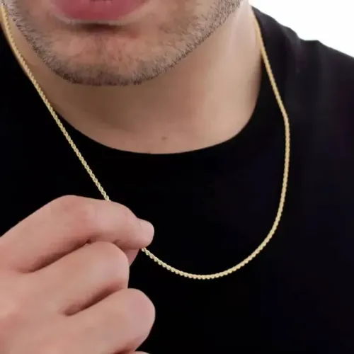 Corrente Cordão Baiano Torcido 1mm Banhado A Ouro 18k Dourado