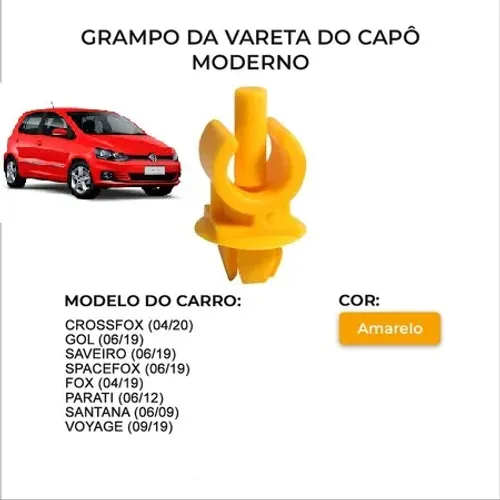 Grampo Vareta Do Capô VW Fox CrossFox SpaceFox Gol Saveiro Voyage Santana Parati