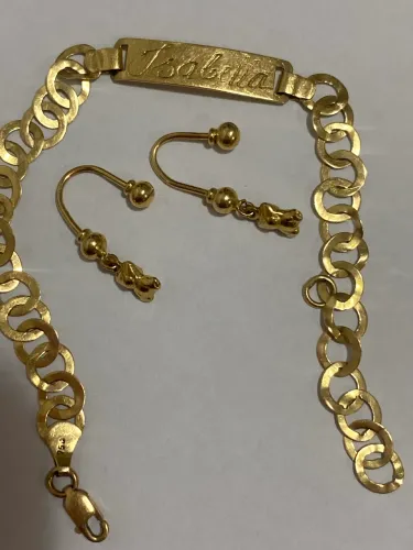 Vendo pulseira e brinco de ouro 18k, 3.4 gr