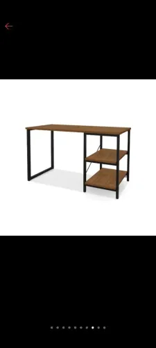 Mesa Escrivaninha Industrial MDF e Metal 120cm com 2 Prateleiras