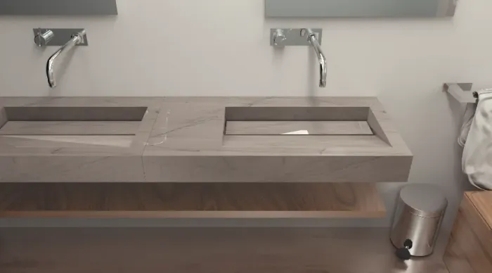 Pia Esculpida em Porcelanato Sob Medida | Alto Padrão e Projeto Exclusivo