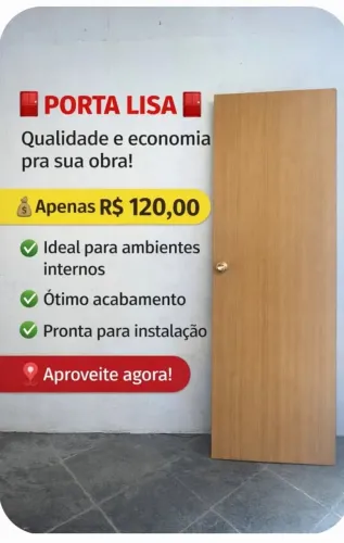 Porta Lisa - Qualidade e Economia é na RAFAMATERIAL DE CONSTRUÇÃO