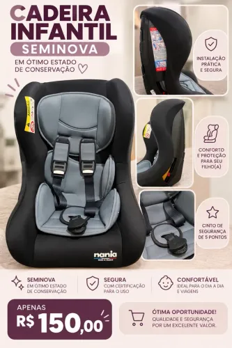 CADEIRINHA INFANTIL PARA CARRO - SEMINOVA