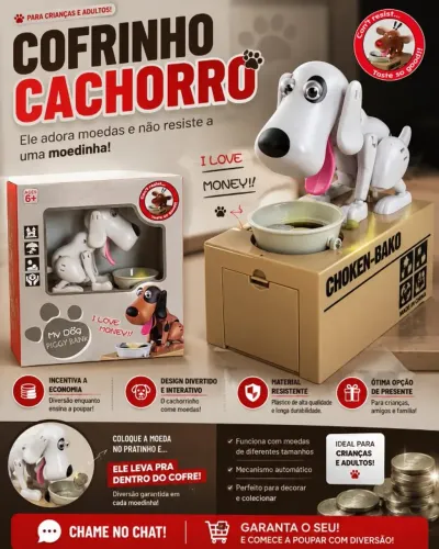 CACHORRO COFRINHO DIVERTIDO