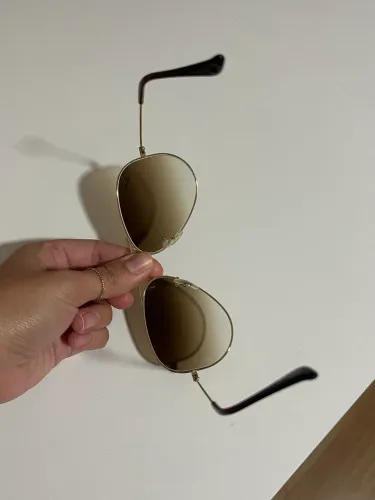 Óculos Ray-Ban Aviador Original Dourado com Lente Degradê Marrom